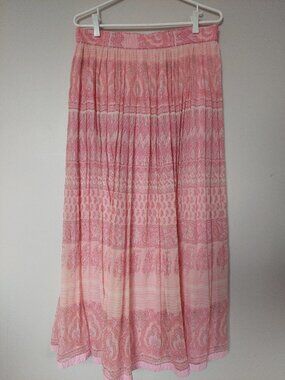 Y2K Ralph Ralph Lauren Silk Maxi Skirt Sz M Paisley Crepe Preppy Boho 100% Silk